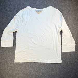 REAL Comfort Womens White 100% Cotton Long Sleeve T Shirt‎ Top Size L Soft